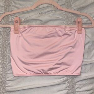 Pink Strapless Crop Top - Size Small